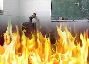 آتش گرفتن بخاری نفتی مدرسه در هشترود مراغه