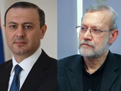 رایزنی دبیر شورای امنیت ملی ارمنستان با علی لاریجانی