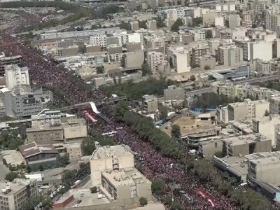 تصاویر هوایی از تشییع باشکوه آقای شهید ایران